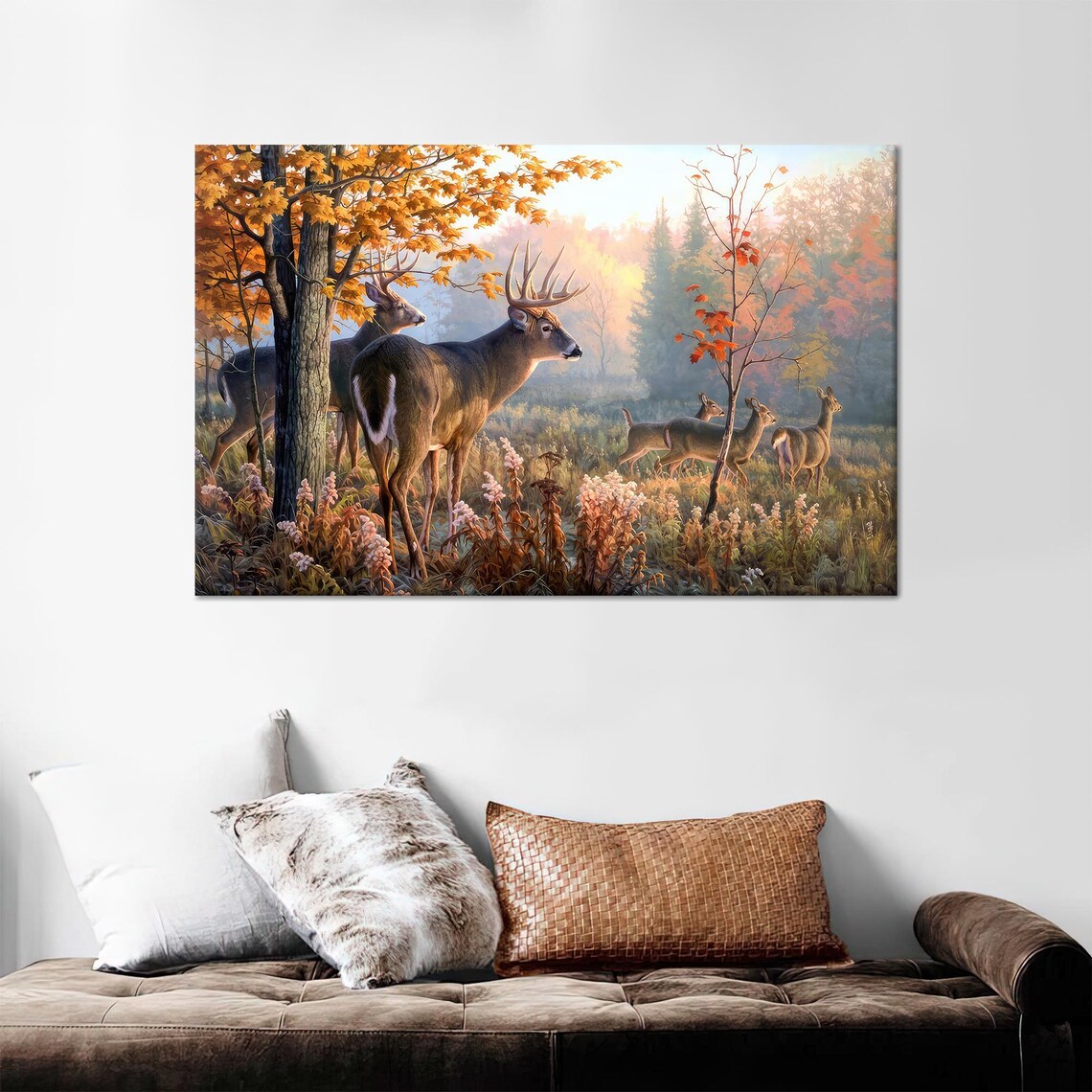 Deer Family In Forest, Animal Wall Decor