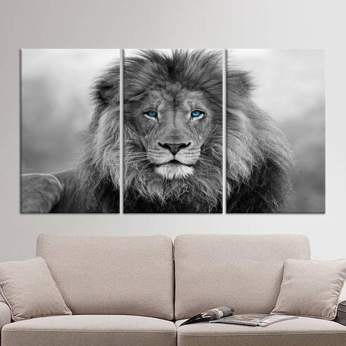 Lion Glass Art, Blue Eyed Wild Animal Decor - Image 2