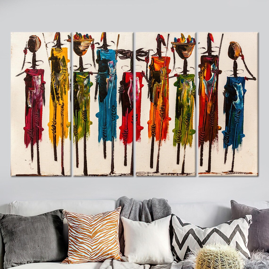 African People Abstract Glass Art, Masai Painting - Image 2