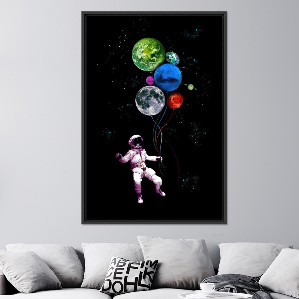 Astronaut Decor Planet Balloon Kids Room Art - Image 3