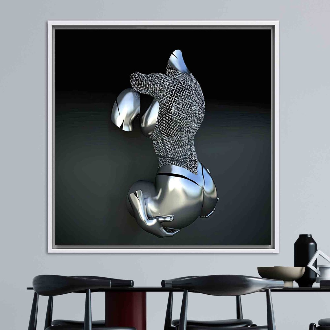 Metallic Couples Art, Abstract Modern Artwork - Image 4