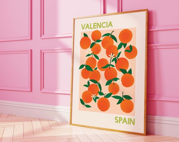 Oranges Valencia Spain Print Art Orange Fruit Market Wall Art Orange Kitchen Art Print Cute Trendy Wall Art