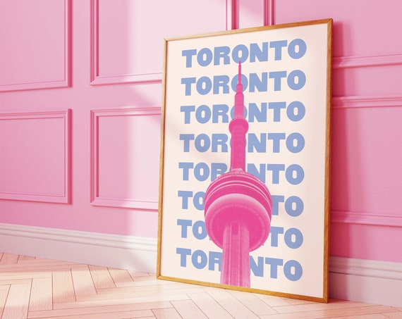 Toronto Travel Print Art Pink Blue Toronto Canada Travel Exhibition Print Cute Trendy Wall Art