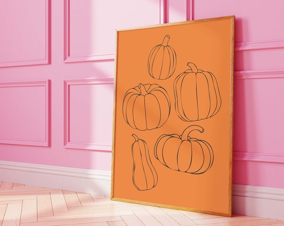 Pumpkins Print Art Cute Black Halloween Wall Decor Trendy Halloween Wall Art Spooky Season Poster