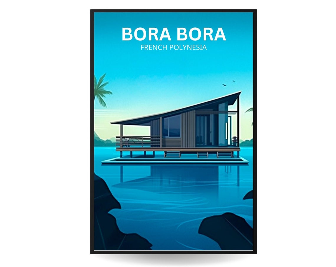 Bora Bora French Polynesia Lagoon Villa Sunset Minimal Art Print