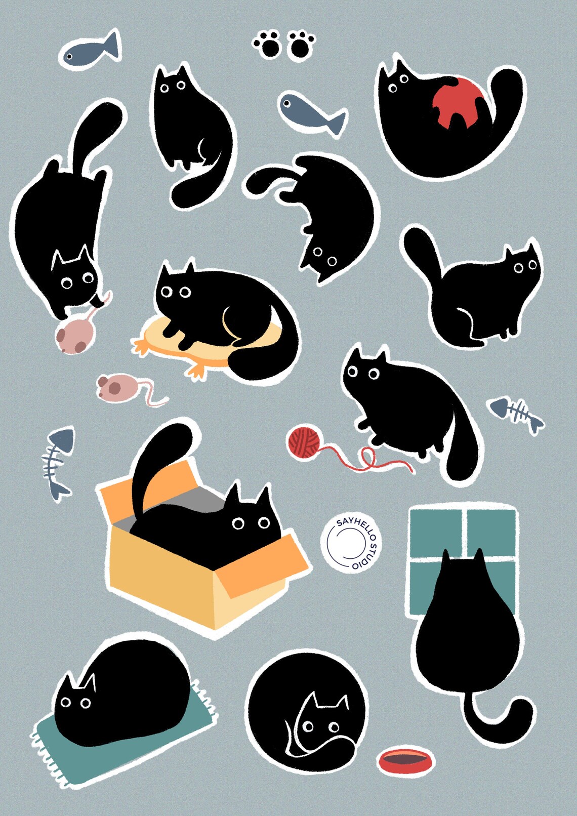 Lazy Cat Planner Stickers, Decorative Sticker Set