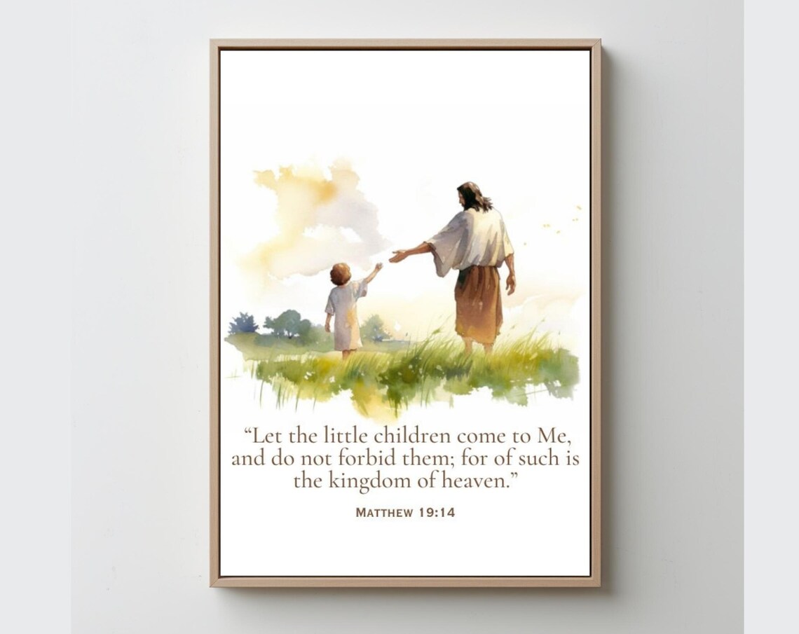 Bible Watercolor, Matthew 19:14 Art Print
