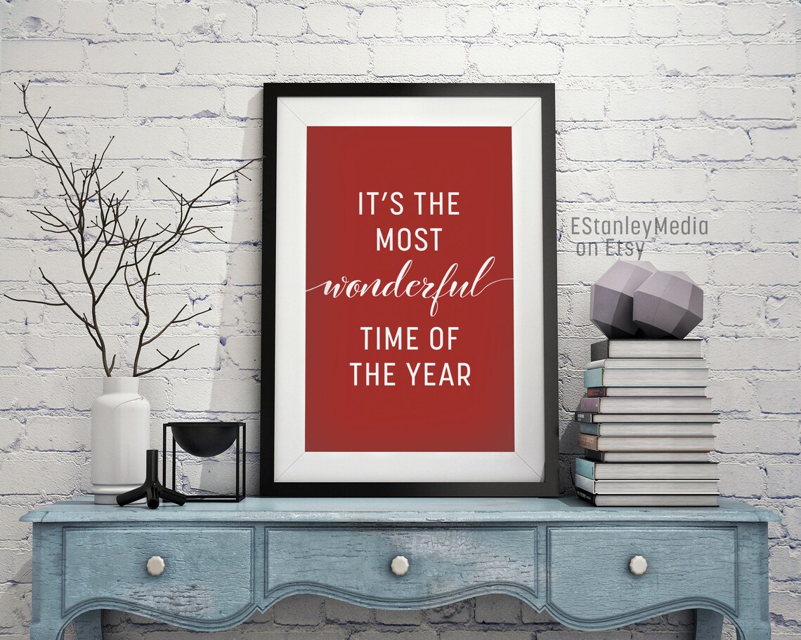 Its the Most Wonderful Time of the Year Christmas Quote Poster Red - Image 3