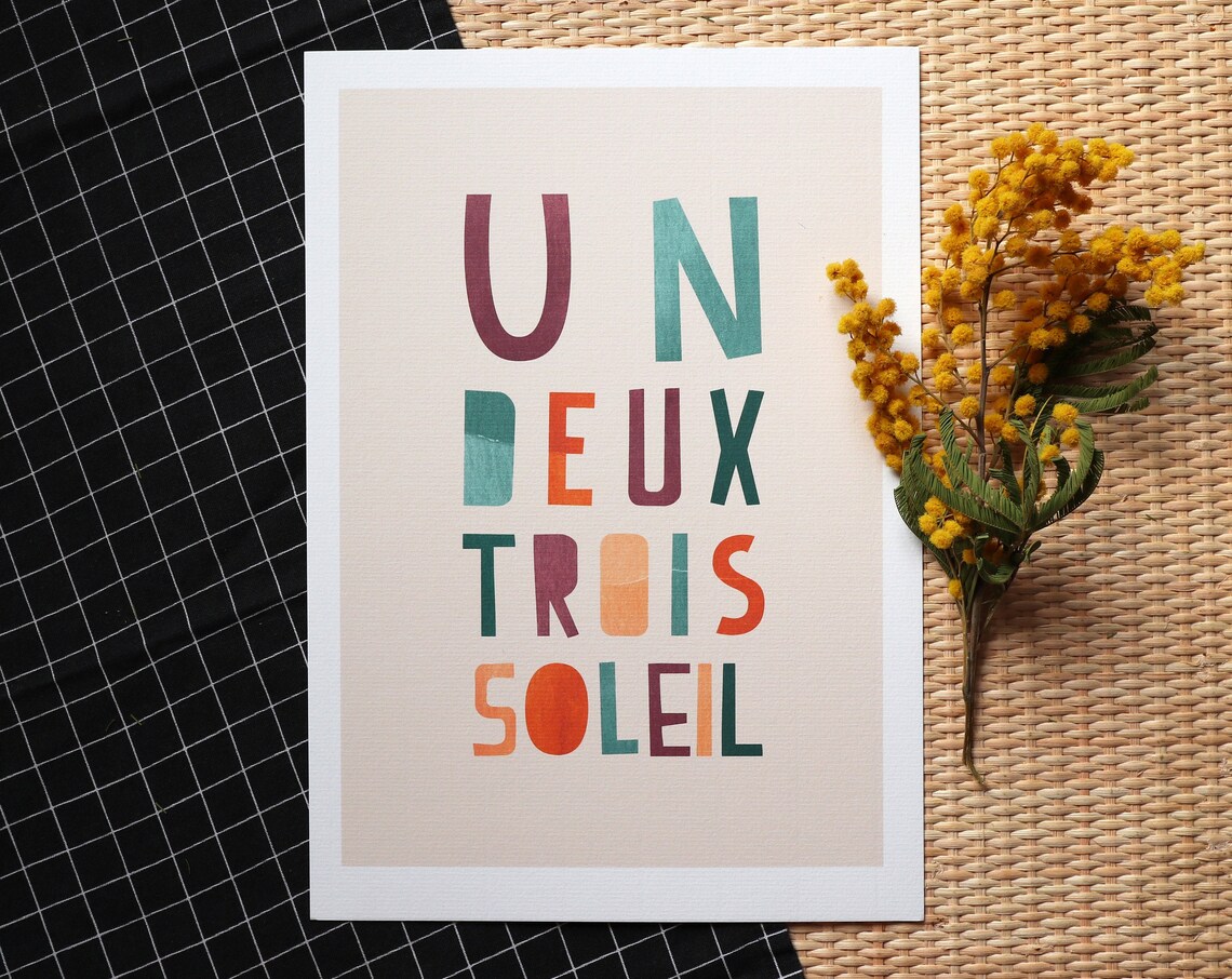 Sun Watercolor Numbers 1 2 3, Children's Art Print