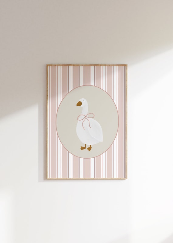 Cute Goose Poster, Vintage Nursery Decor Print
