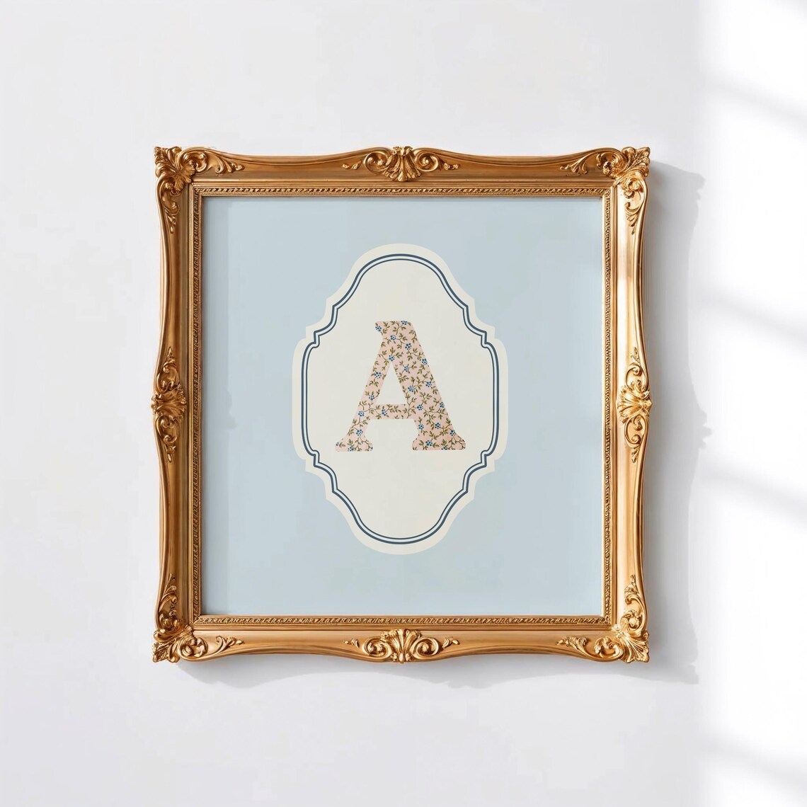 Square Initial Personalized Gift, Watercolor Art Print