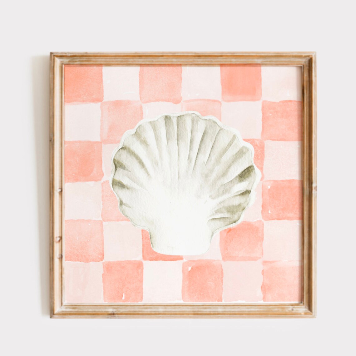 Rust Checkered Shell Painting Art Print, Kids Room