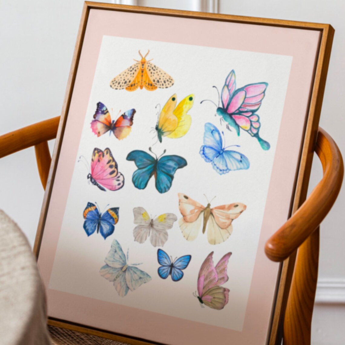 Butterfly Collage Watercolor Poster with Colorful Specimen Chart - Image 2