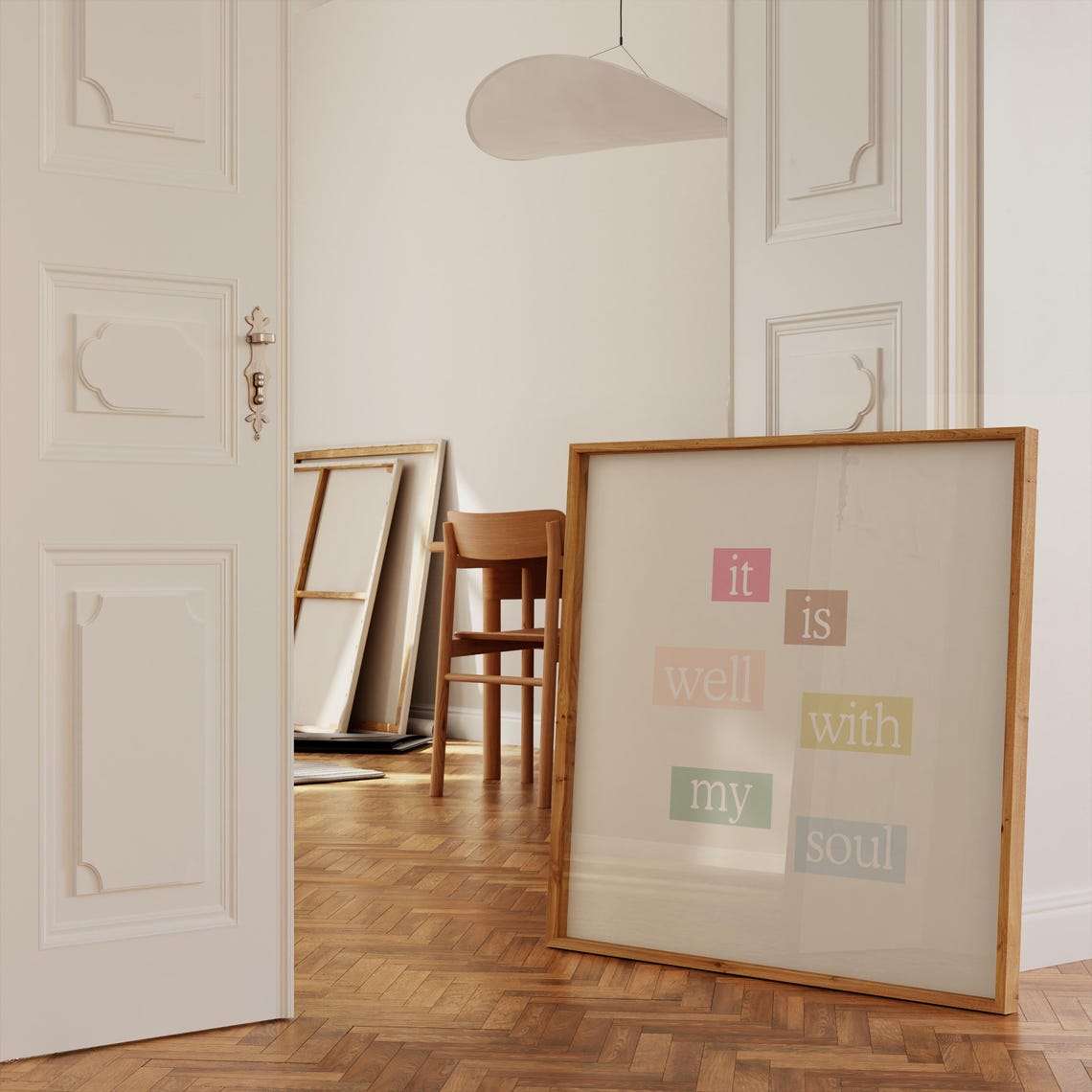 It Is Well With My Soul Quote Poster Pastel Color Block Decor - Image 3
