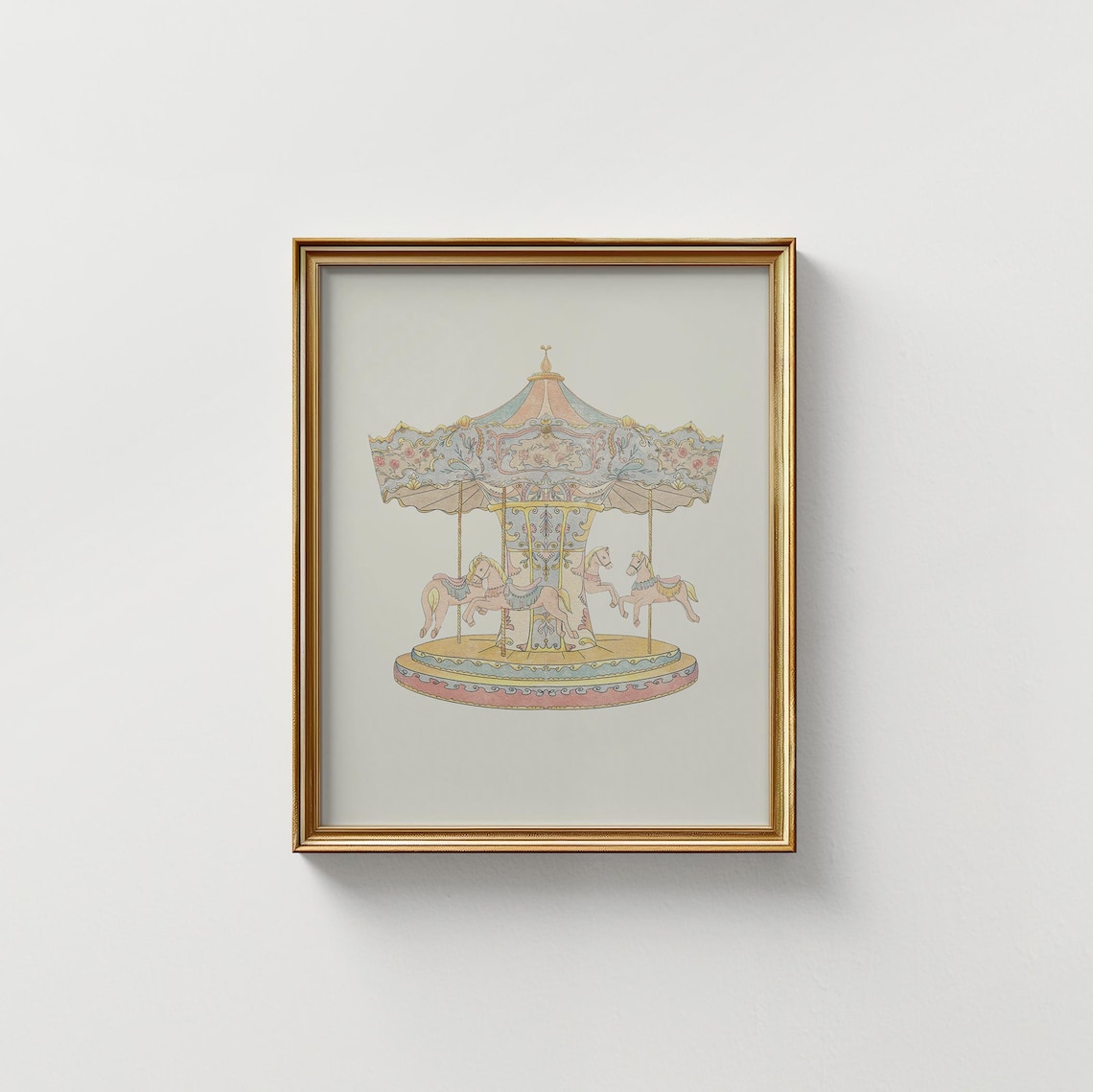 Vintage Pink Carousel Art Print, Botanical Decor - Image 5