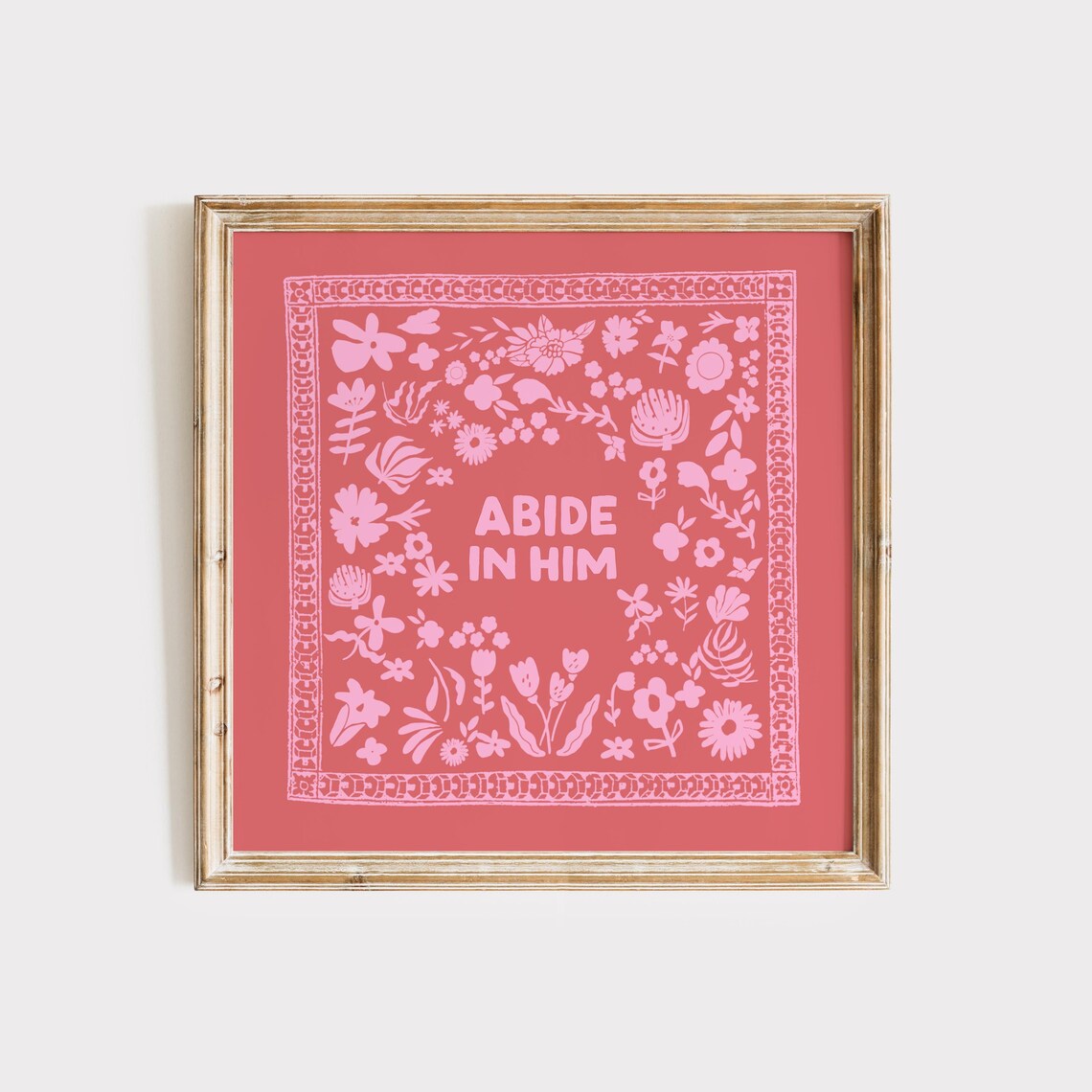 Abide In Him Square Print Instant Wall Art Kitchen Living Room Art Blue Thin Line Scripture - Image 2