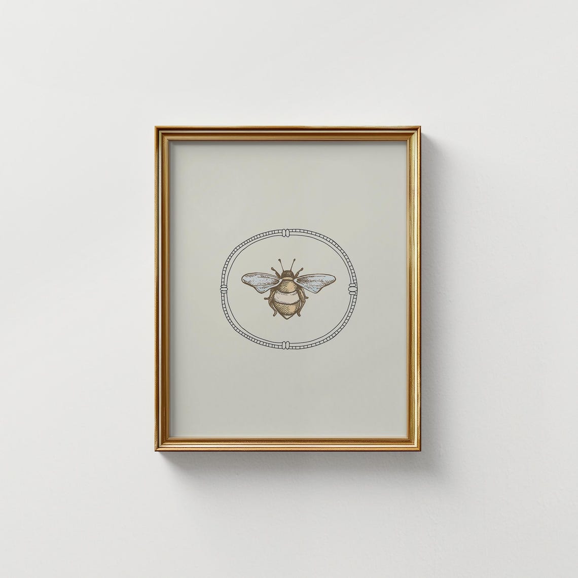 Vintage Bumblebee Illustration Oval Frame Cream Vertical Decor Poster - Image 5