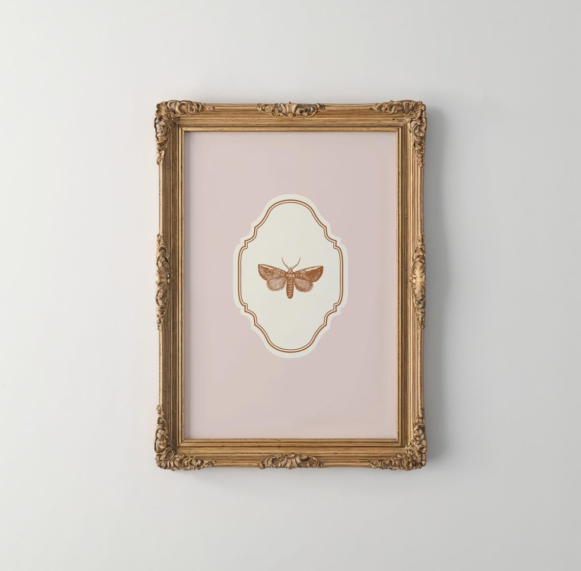 Blush Vertical Butterfly Illustration Print Wall Art Trendy Decor Nursery Decor Vintage - Image 2