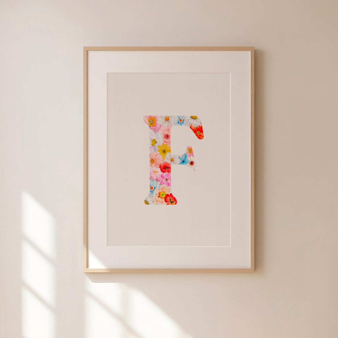 Floral Letter F Poster with Watercolor Wildflowers on Clean White - Image 2
