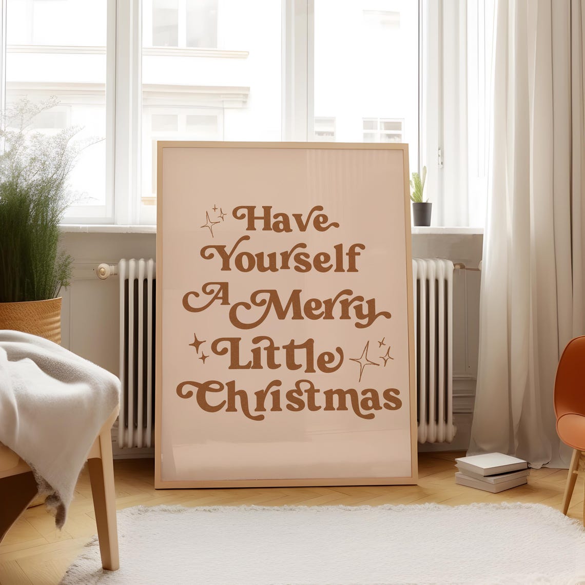 Have Yourself A Merry Little Christmas Brown Retro Holiday Poster - Image 2