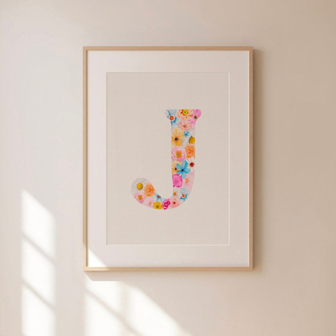 Floral Letter J Poster with Watercolor Wildflowers on Clean White - Image 2