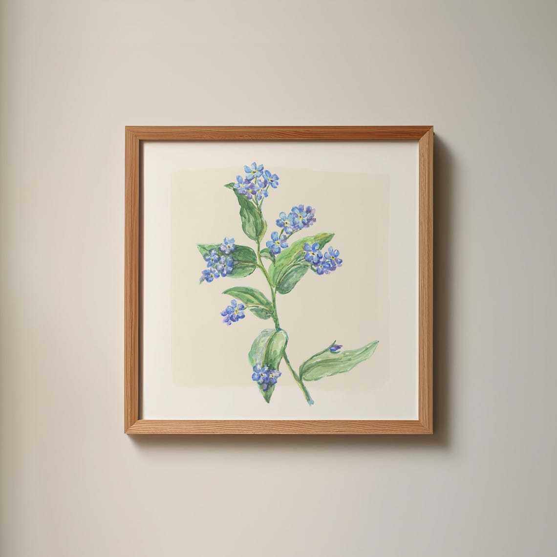 Blue Forget Me Not Stem Watercolor Botanical Wall Art Print Decor - Image 5