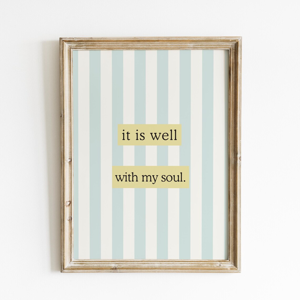 It Is Well With My Soul Teal Striped Quote Farmhouse Wall Poster - Image 2
