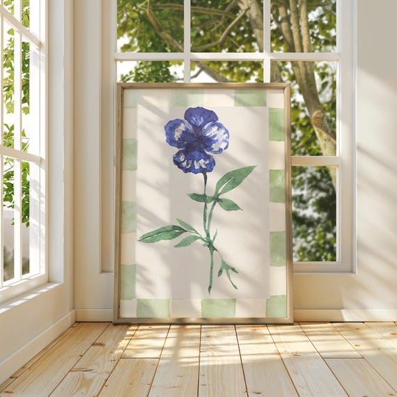 Pansy Vintage Floral Watercolor Art Print, English Garden