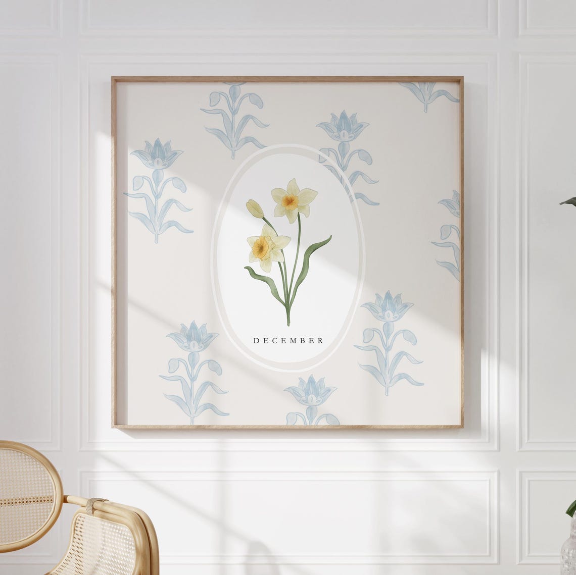 December Narcissus Birth Month Flower Watercolor Botanical Poster