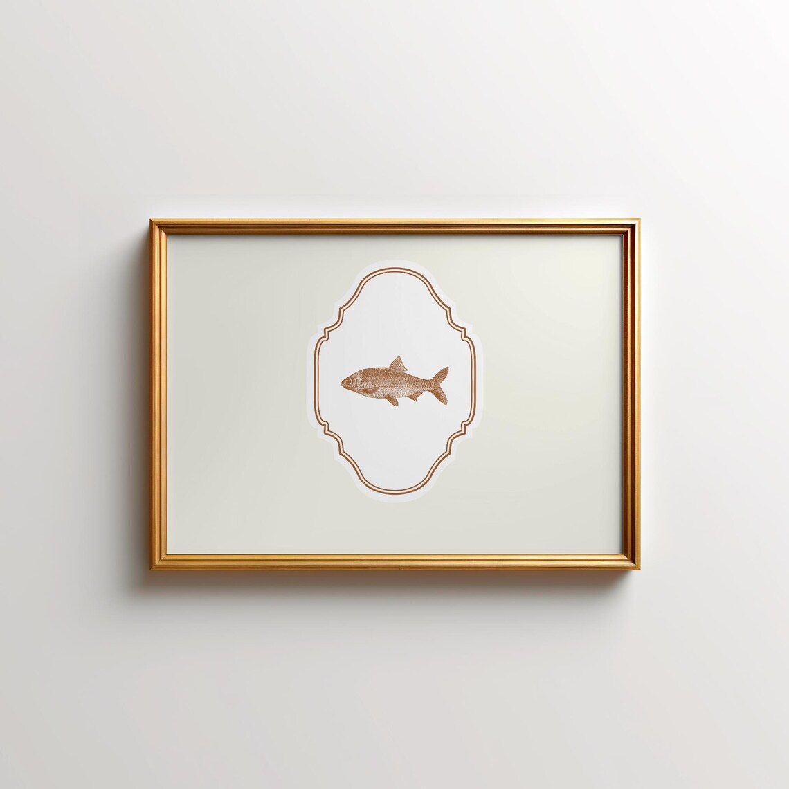Cream Horizontal Fish Illustration Print Wall Art Trendy Decor Vintage - Image 5