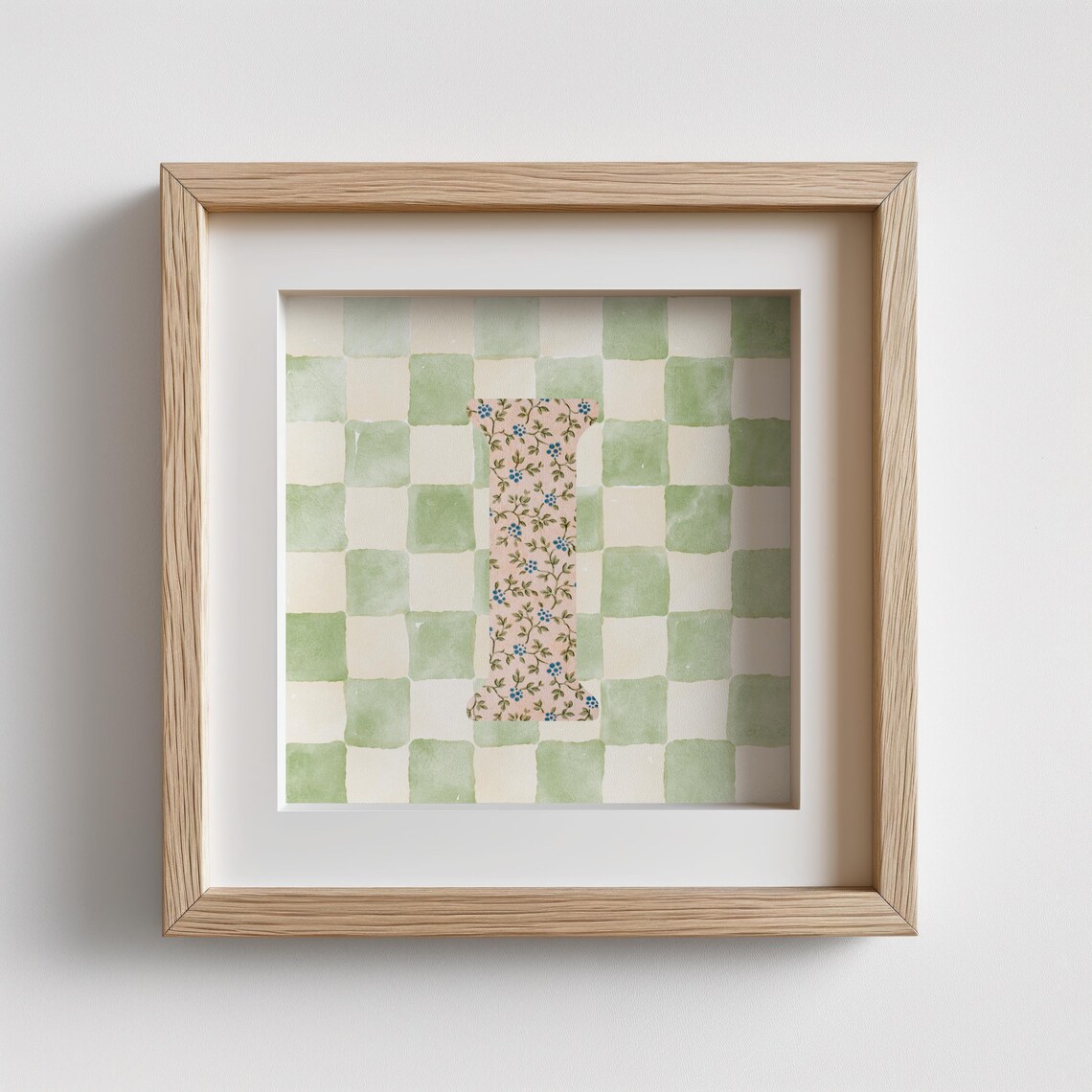 I Square Initial Personalized Watercolor Gift