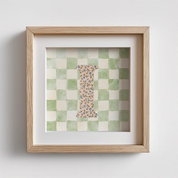 I Square Initial Personalized Watercolor Gift