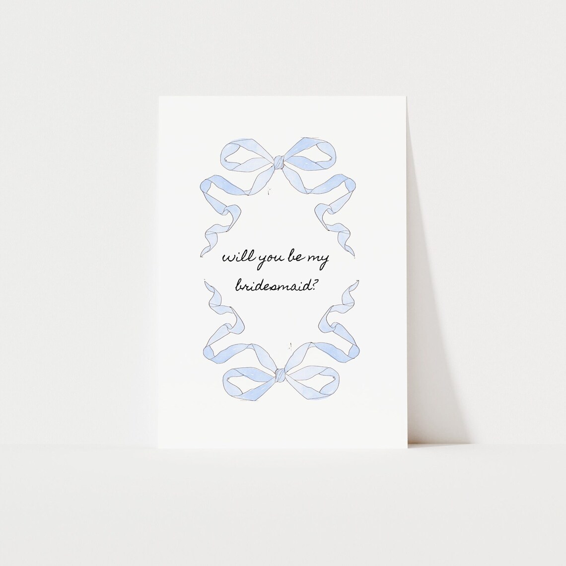 Will You Be My Bridesmaid Blue Ribbon Bow Wedding Card Poster