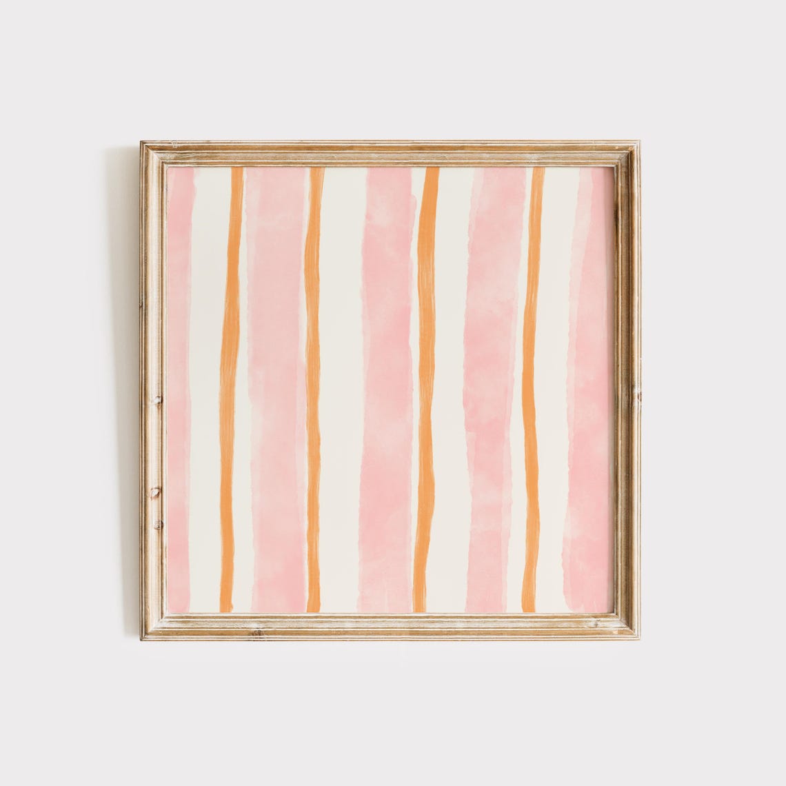 Modern Soft Pink and Orange Watercolor Stripe Pattern Poster