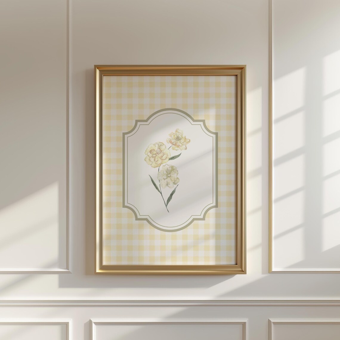 Vintage Yellow Floral Print, Abstract Botanical Art