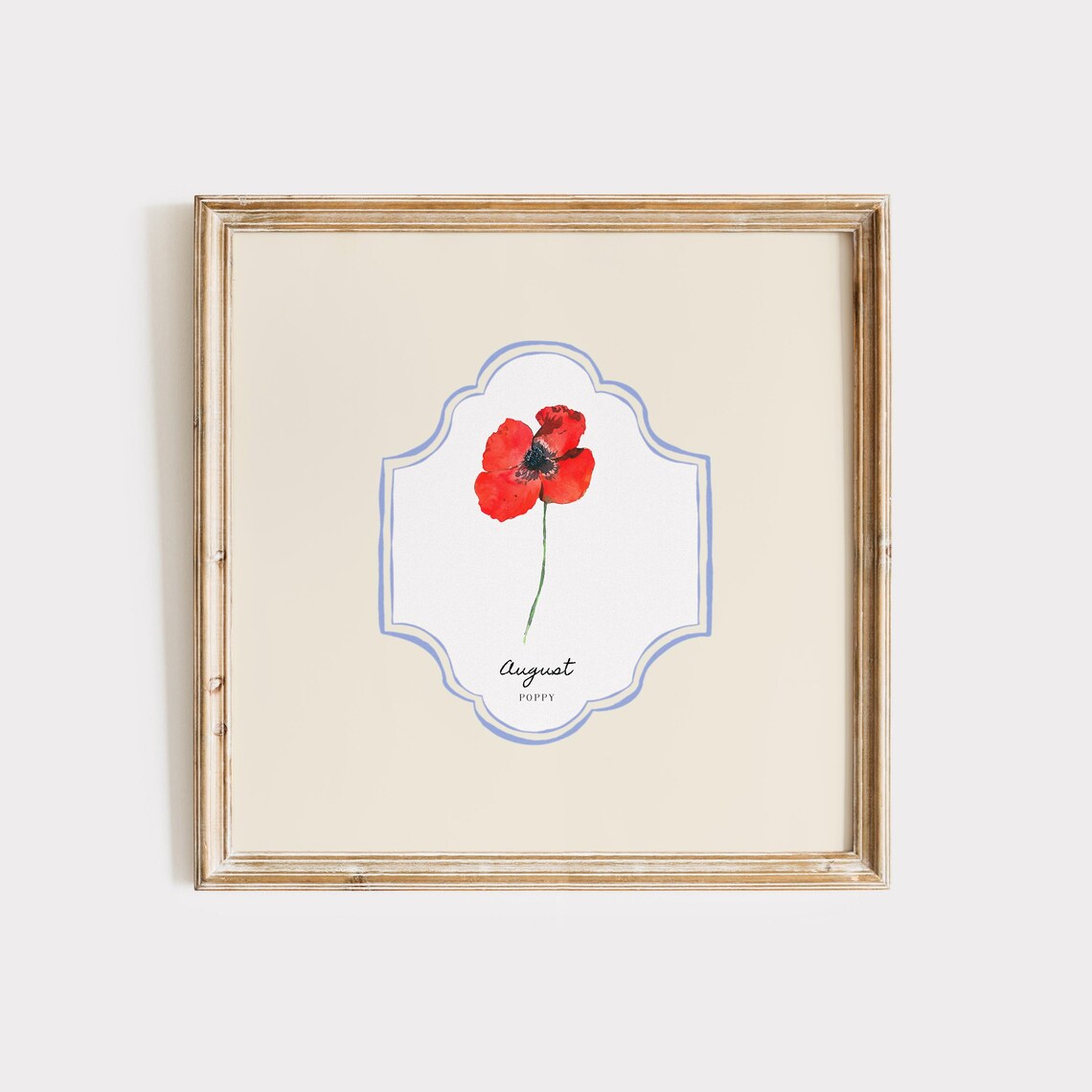 August Birth Month Flower Personalized Gift, Art Print