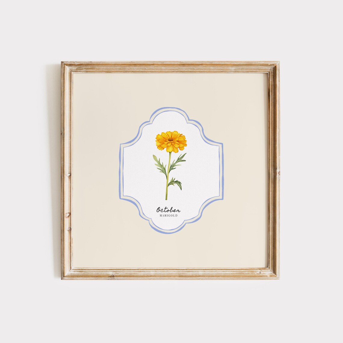 October Birth Month Flower Personalized Gift, Art Print