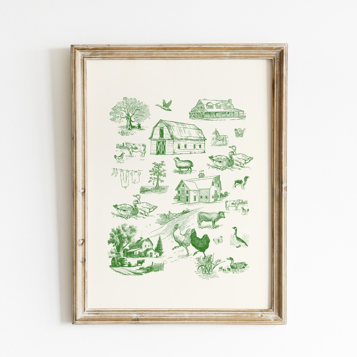 Green Farm Life Toile Illustration Art Print - Image 5