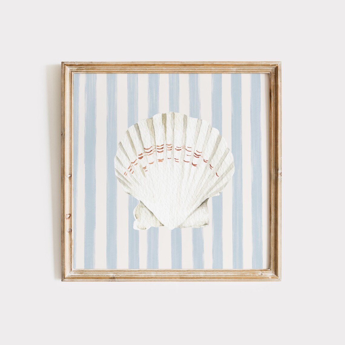 Blue Striped Shell Nautical Illustration Art Print - Image 3