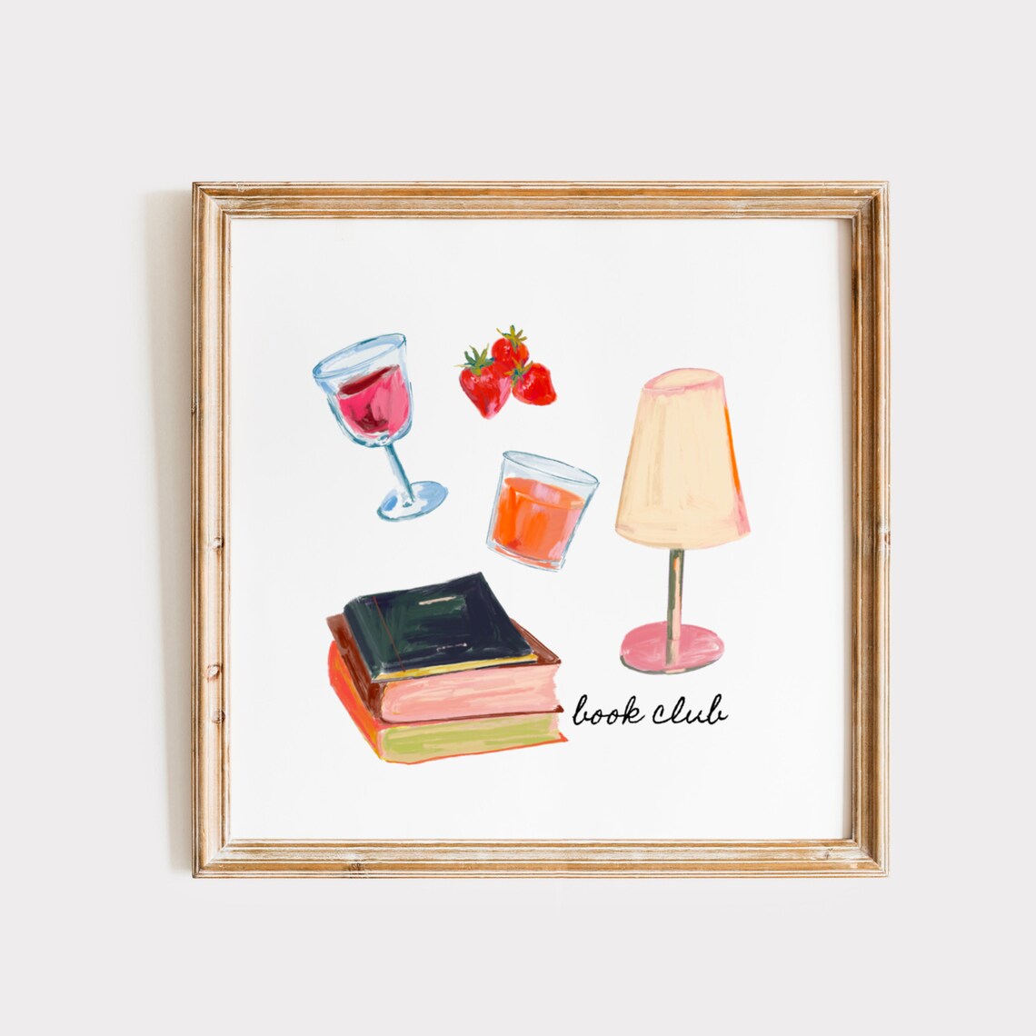 Book Club Watercolor Art Print, Floral Illustration