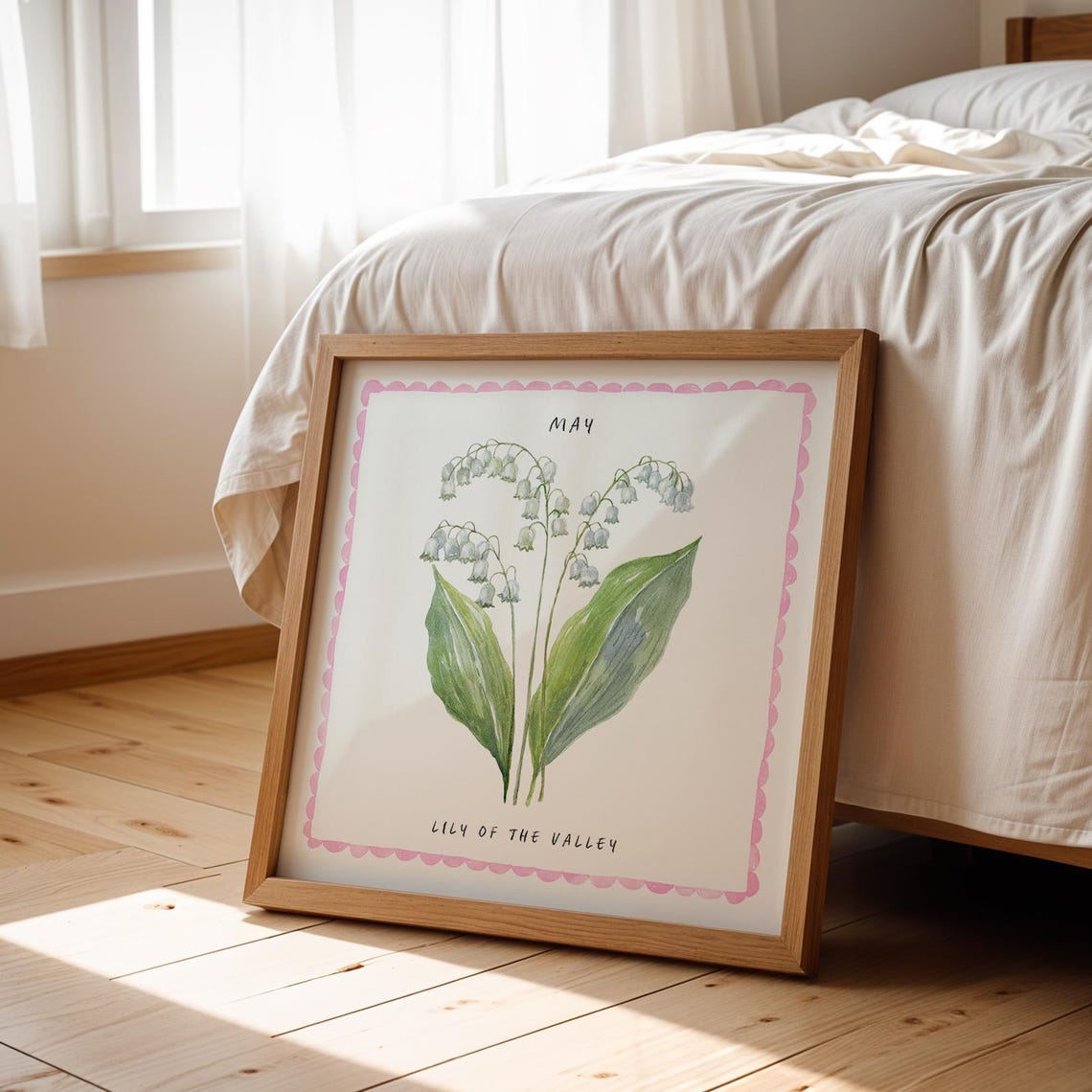 May Lily Of The Valley Birth Flower Watercolor Botanical Wall Art - Image 2