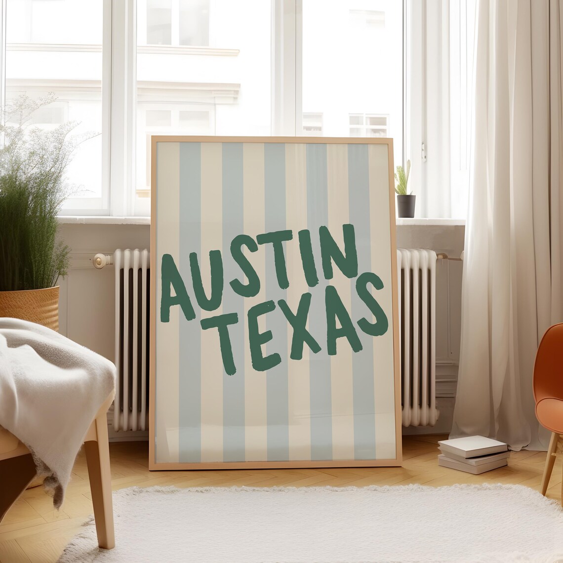 Austin Texas Vertical Illustration, Personalized Gift - Image 3
