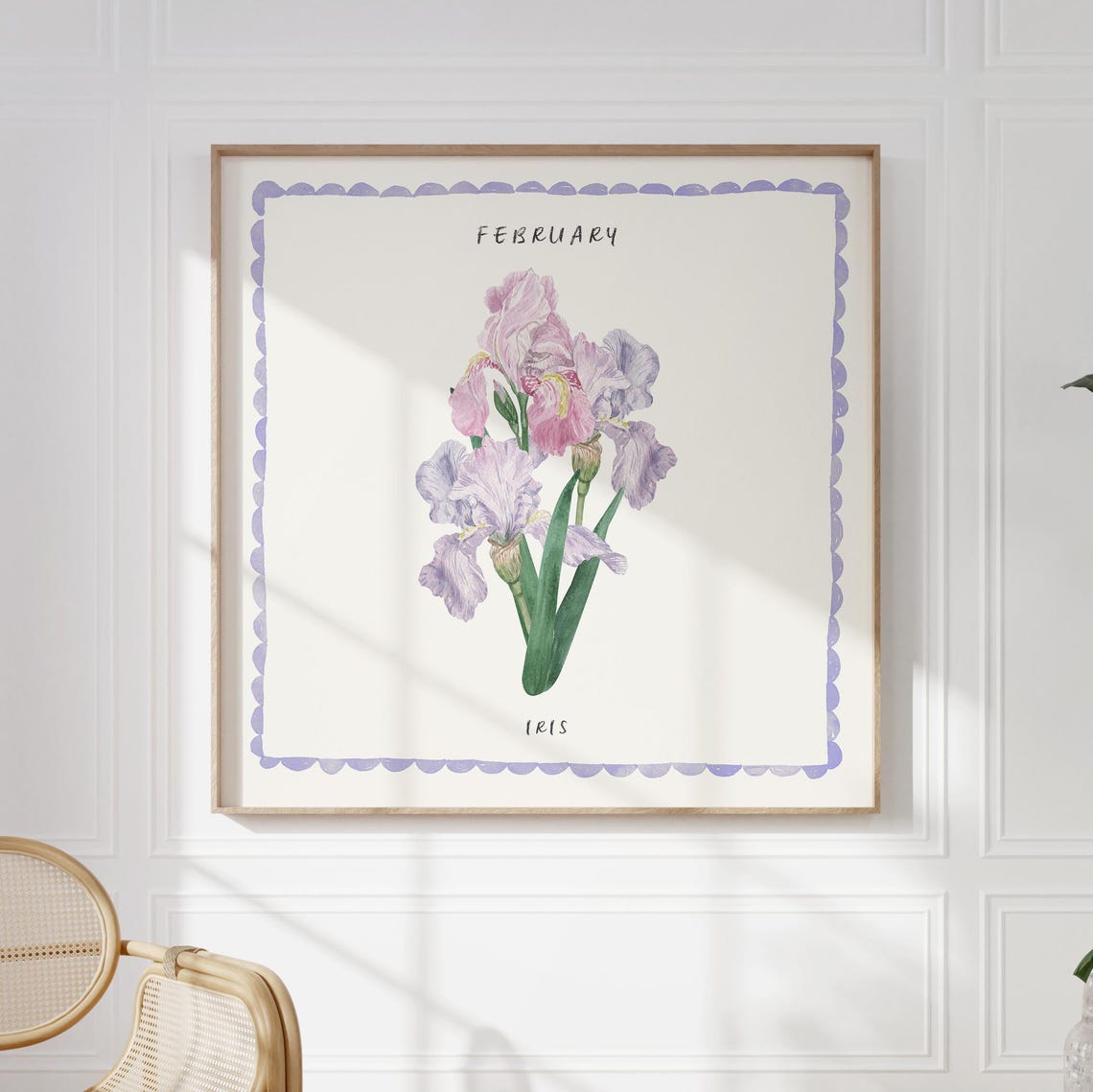 February Iris Birth Flower Watercolor Botanical Wall Art Print - Image 5