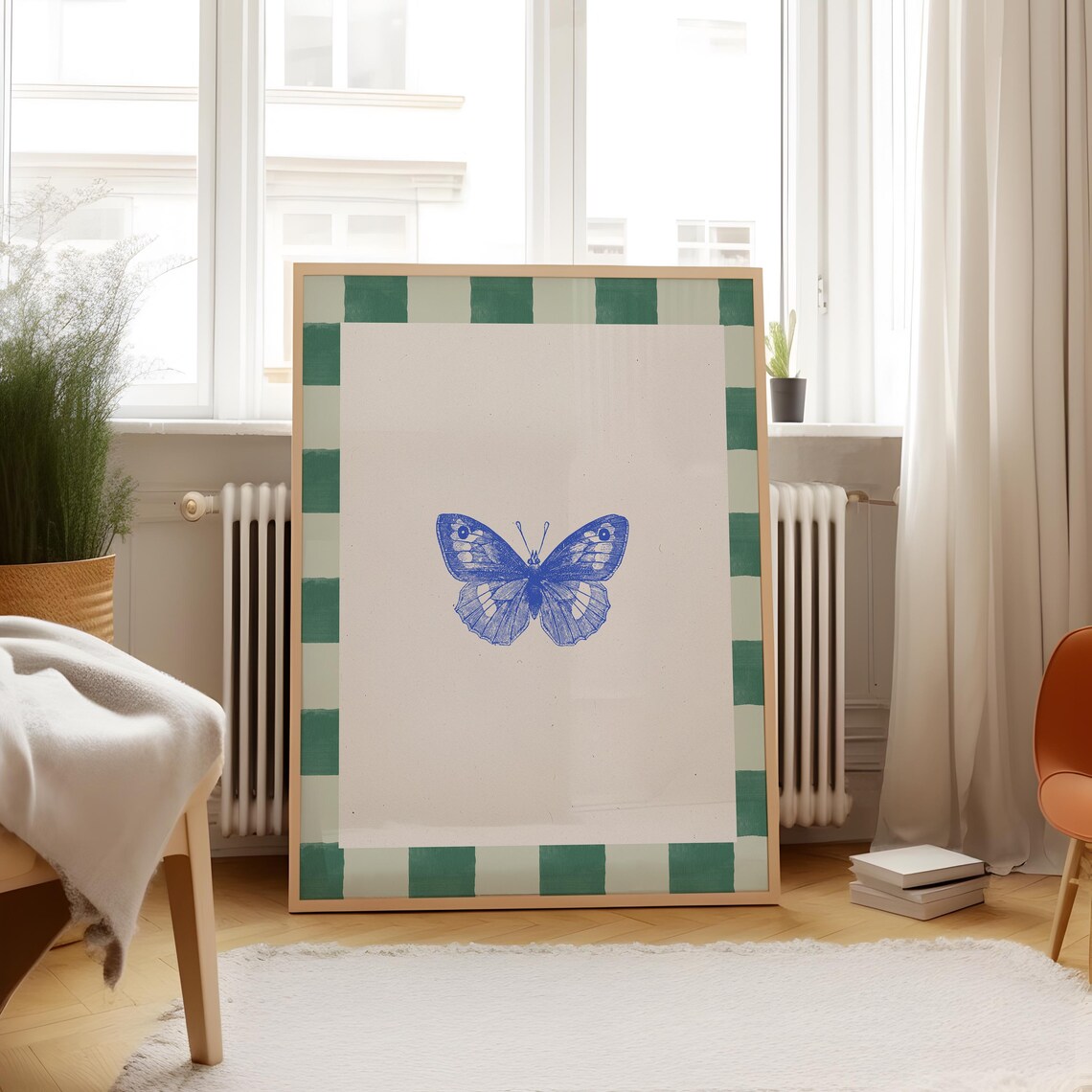 Cobalt Blue Vintage Butterfly, English Garden Nursery Art Print - Image 2