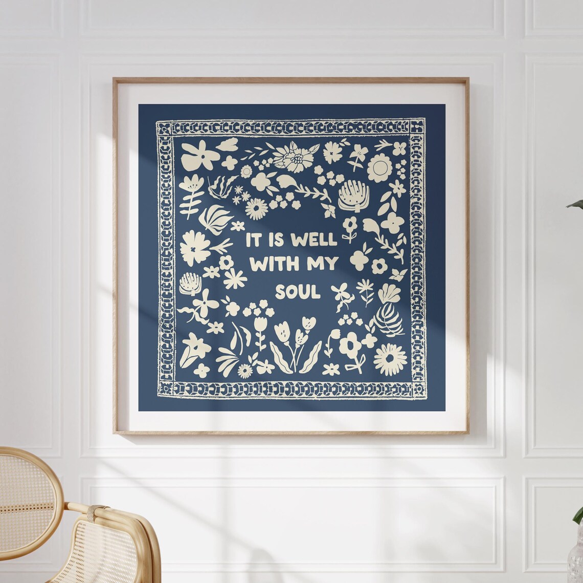 It Is Well Christian Illustration Art Print, Navy Blue - Image 2