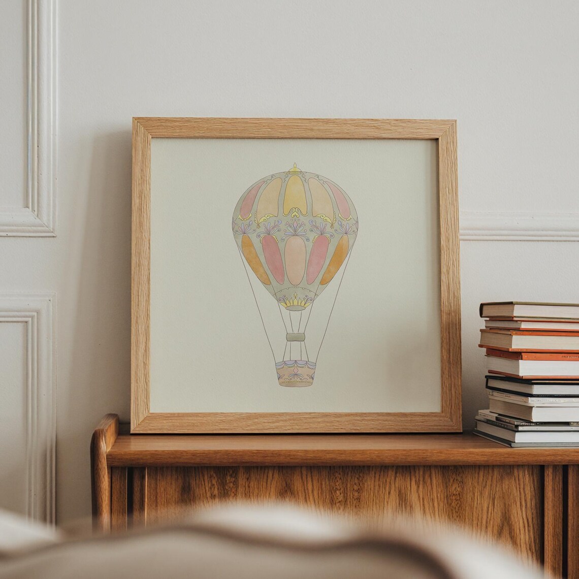 Vintage Hot Air Balloon Art Print, Cottage Nursery Decor - Image 4