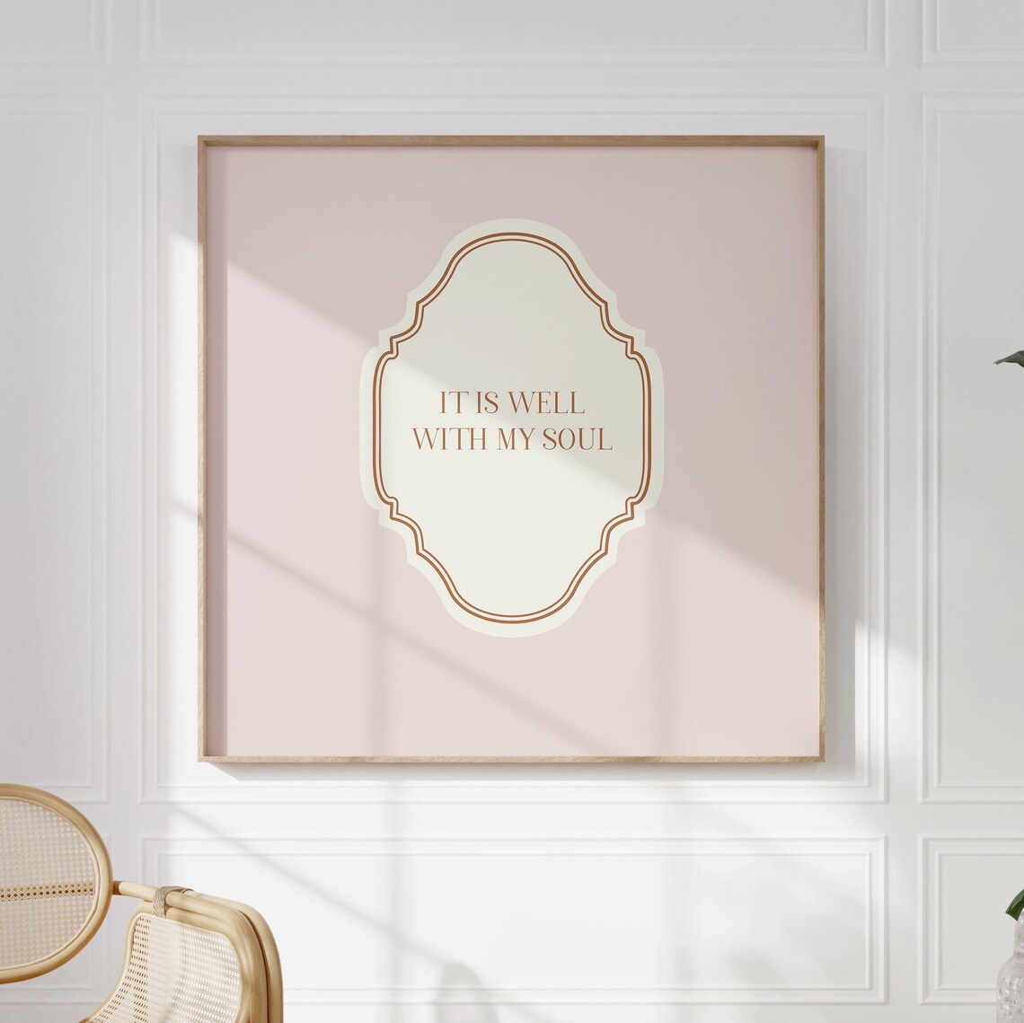 Blush Pink Square It Is Well With My Soul Quote Ornate Faith Poster - Image 5