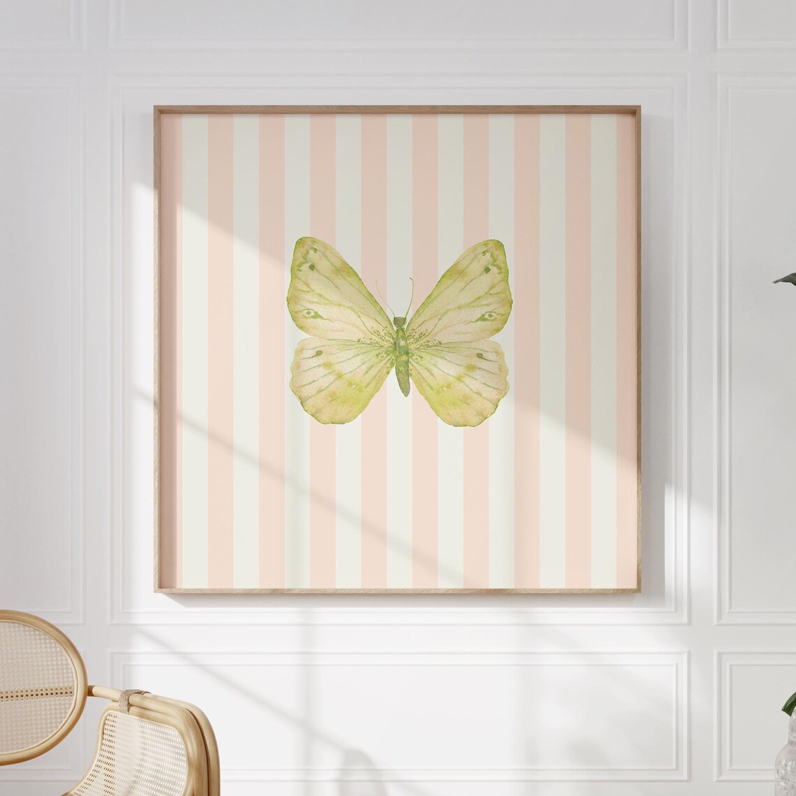 Pink Striped Minimal Butterfly Art Print, Nursery Decor - Image 5