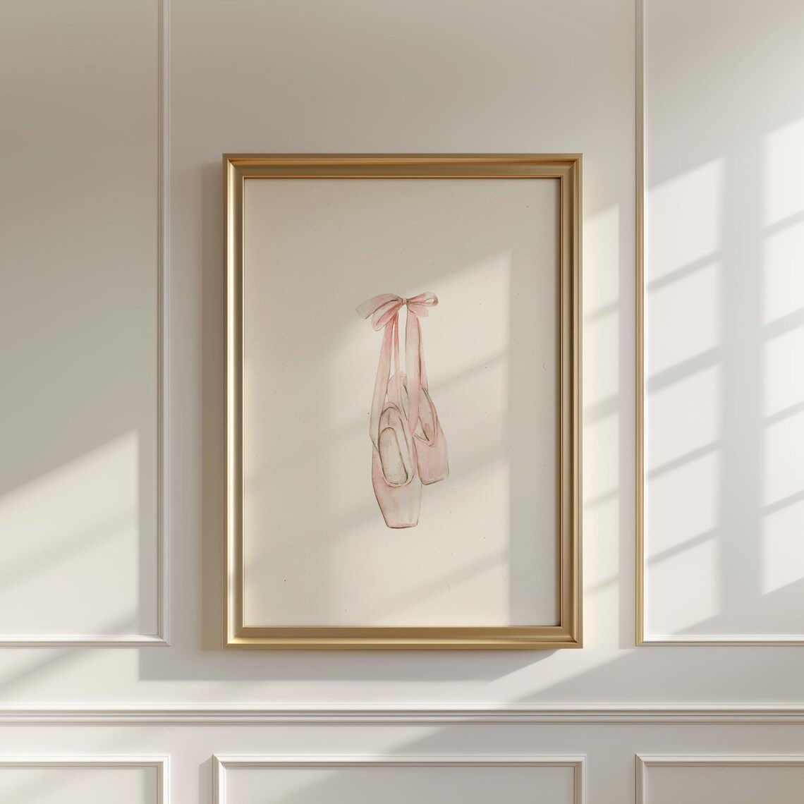 Pink Ballet Pointe Shoes Watercolor Dancer Nursery Art Poster - Image 2