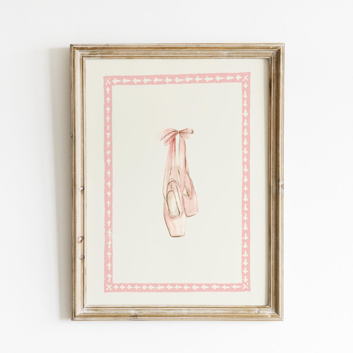 Blush Ballet Slippers Vertical Illustration Print Wall Art Trendy Decor Nursery Decor Vintage
